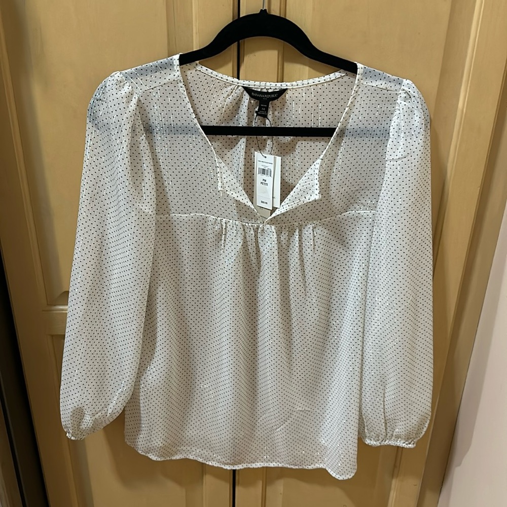 Banana Republic Women’s white sheer glittery top. NWT